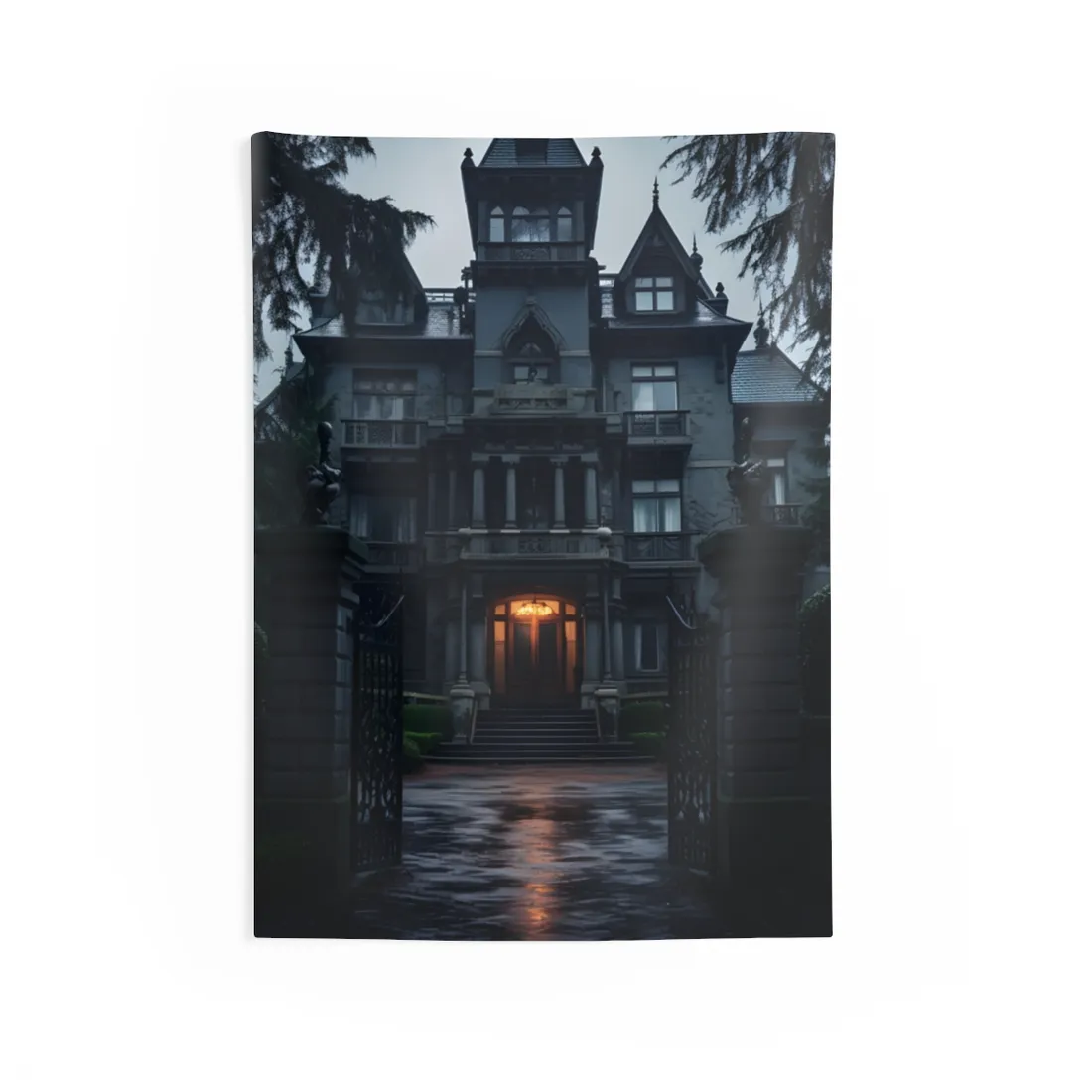 Haunted Victorian Mansion: Spooky Atmosphere - Wall Tapestry