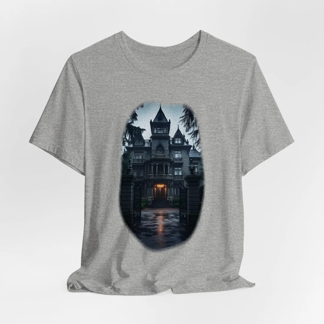 Haunted Victorian Mansion: Spooky Atmosphere - T-Shirt (Athletic Heather)