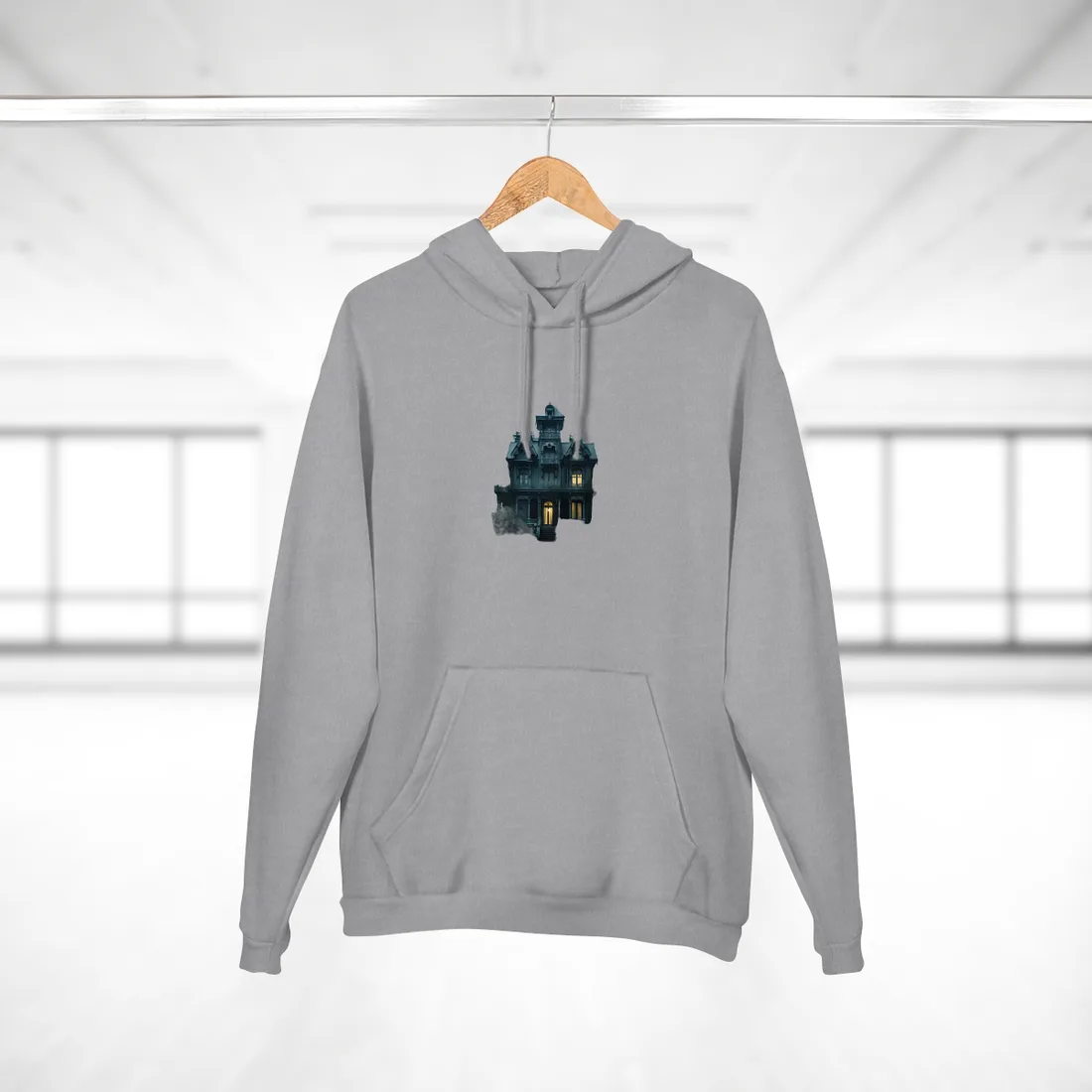 Haunted Victorian Mansion: Spooky Atmospheric Art - Hoodie (Heather Grey)