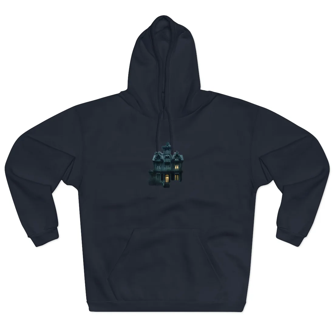 Haunted Victorian Mansion: Spooky Atmospheric Art - Hoodie (Navy)