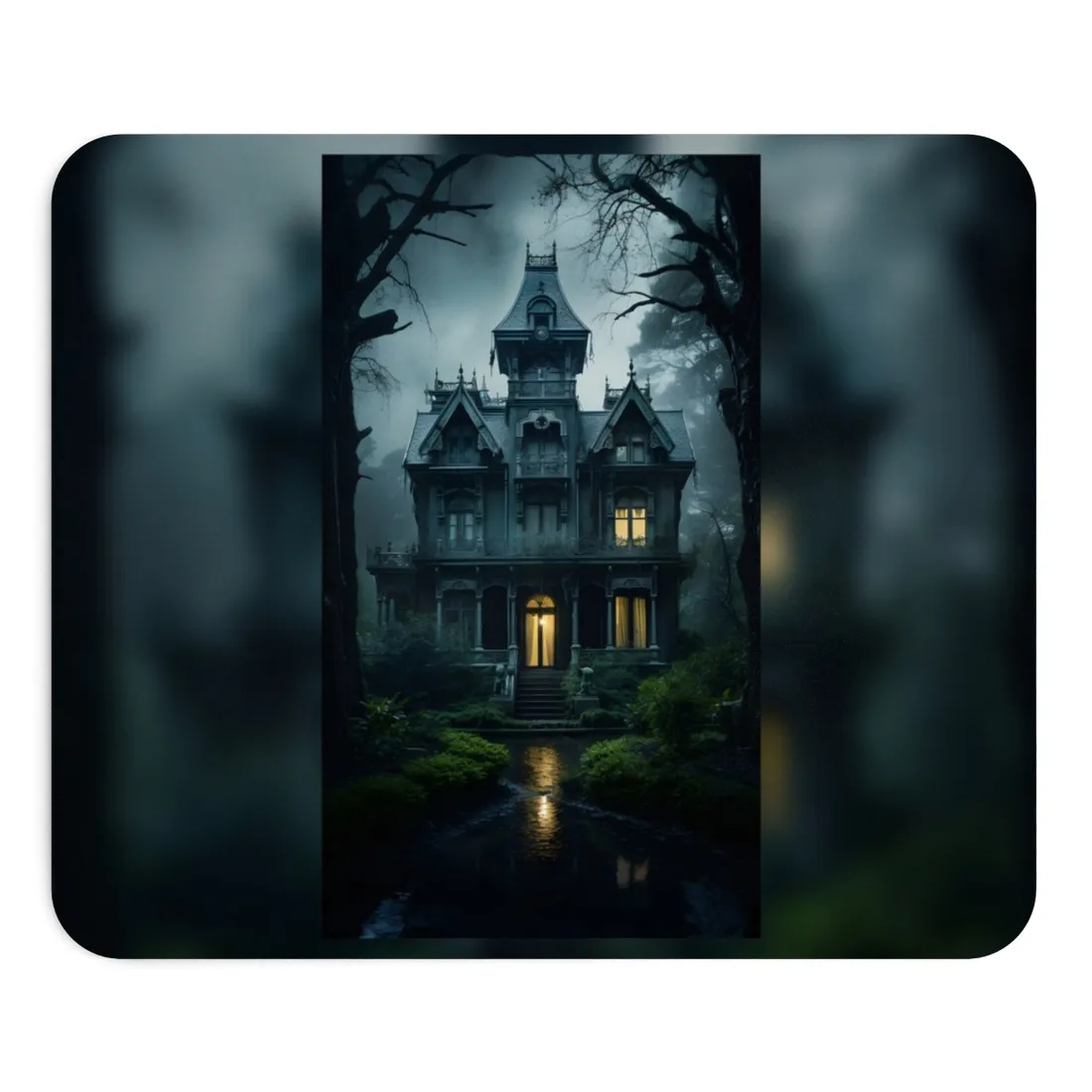Haunted Victorian Mansion: Spooky Atmospheric Art - Mouse Pad