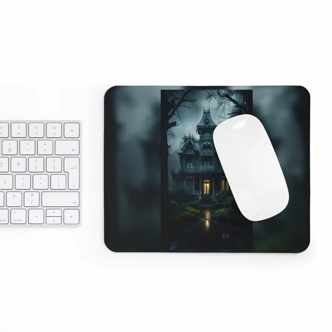 Haunted Victorian Mansion: Spooky Atmospheric Art - Mouse Pad