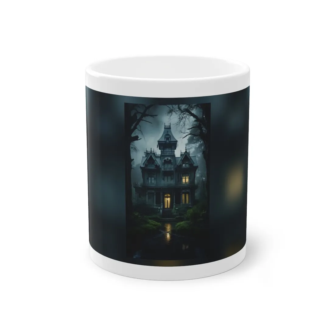 Haunted Victorian Mansion: Spooky Atmospheric Art - Mug
