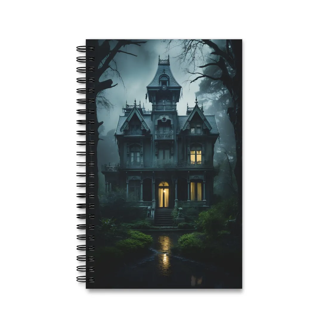 Haunted Victorian Mansion: Spooky Atmospheric Art - Spiral Notebook