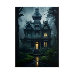 Gothic Victorian Mansion at Night Poster
