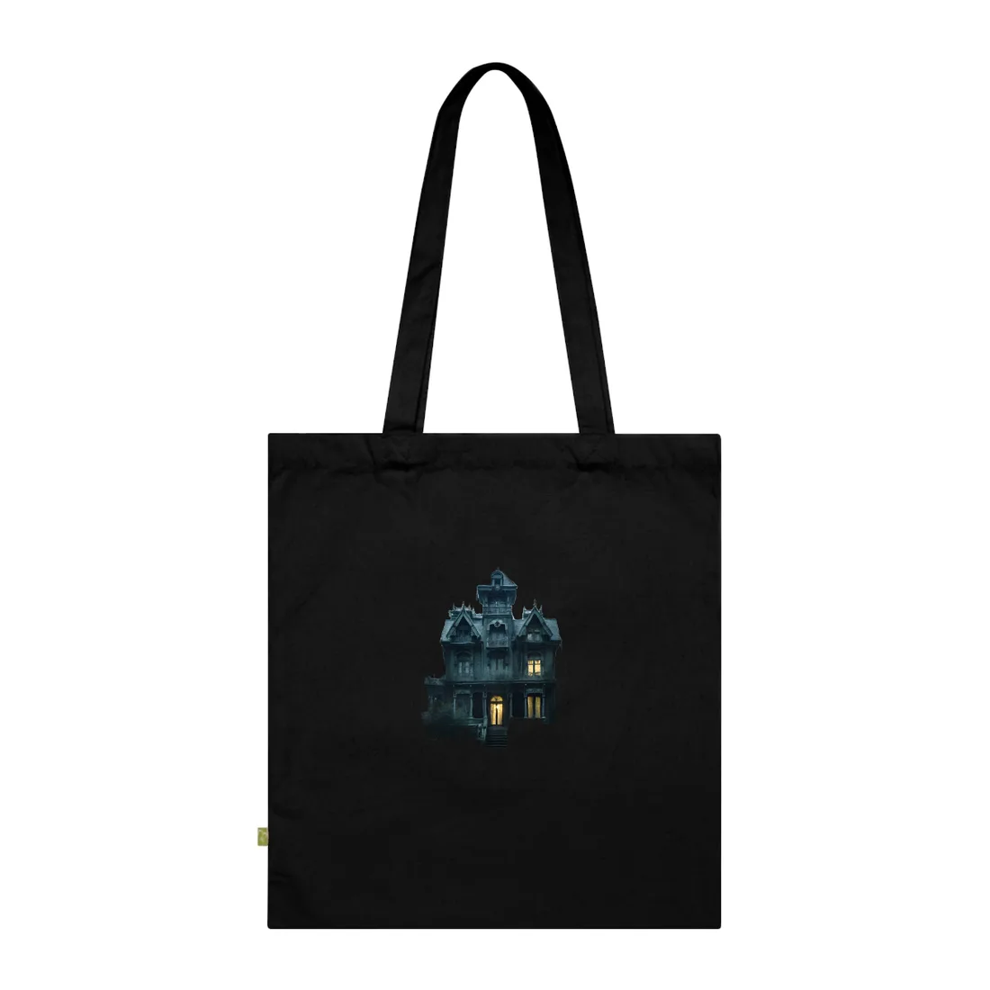 Haunted Victorian Mansion: Spooky Atmospheric Art - Tote Bag (Black)