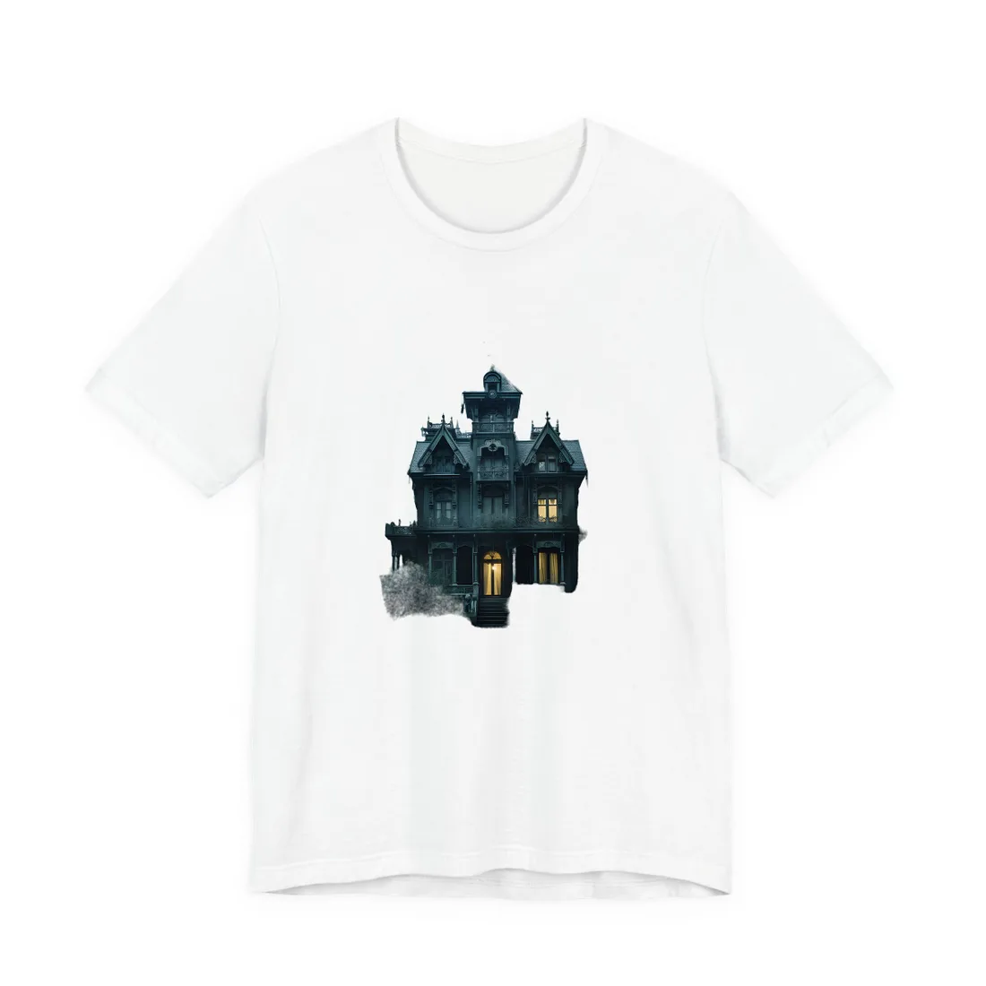 Haunted Victorian Mansion: Spooky Atmospheric Art - T-Shirt (White)