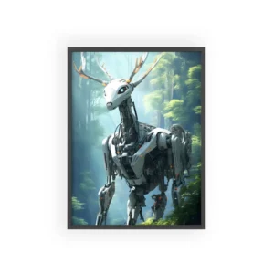 Robotic Deer in Forest Framed Poster
