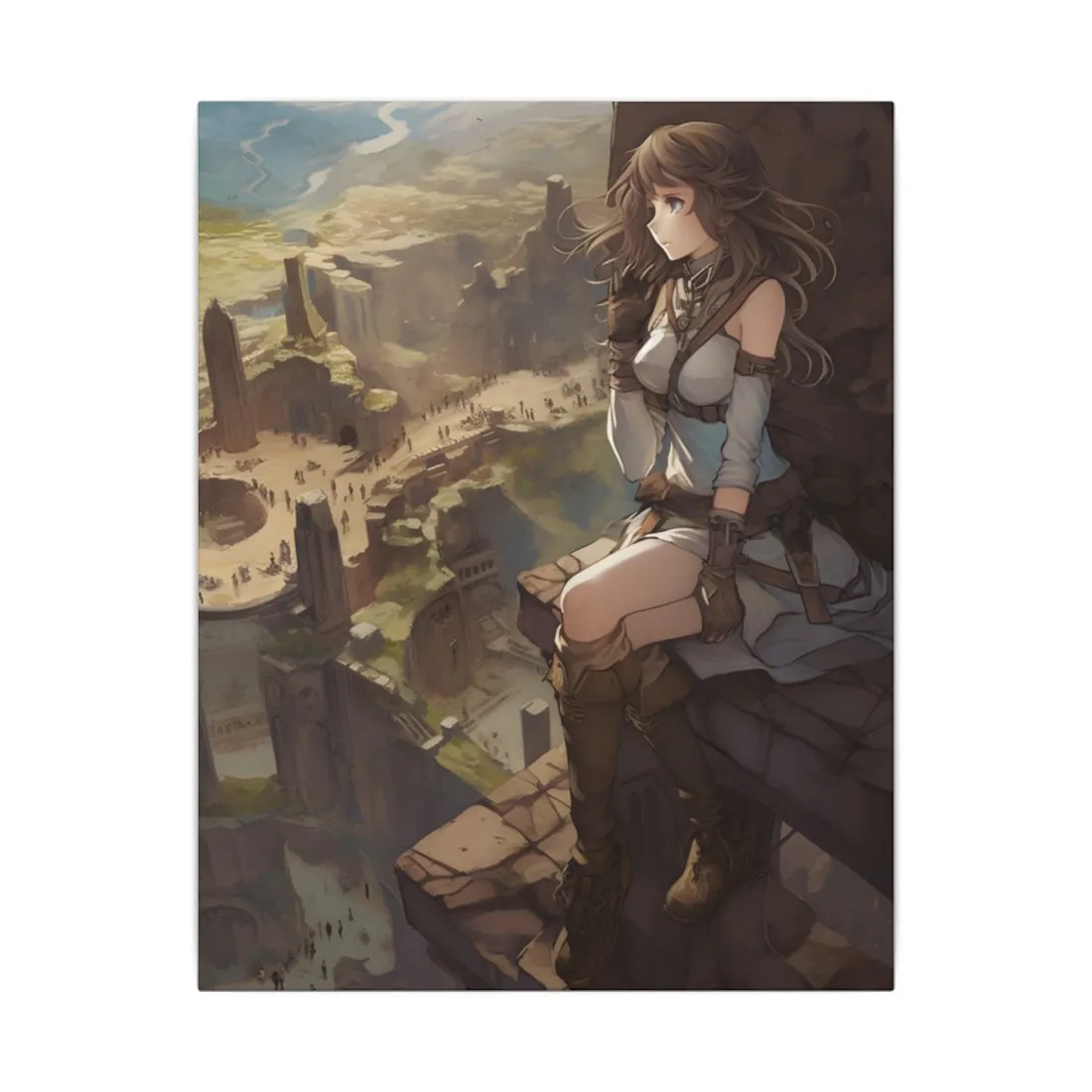 Heroic Bird's Eye View: A Detailed Anime Scene - Canvas