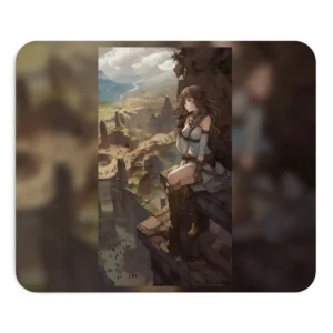 Girl Sitting on Cliff Mouse Pad