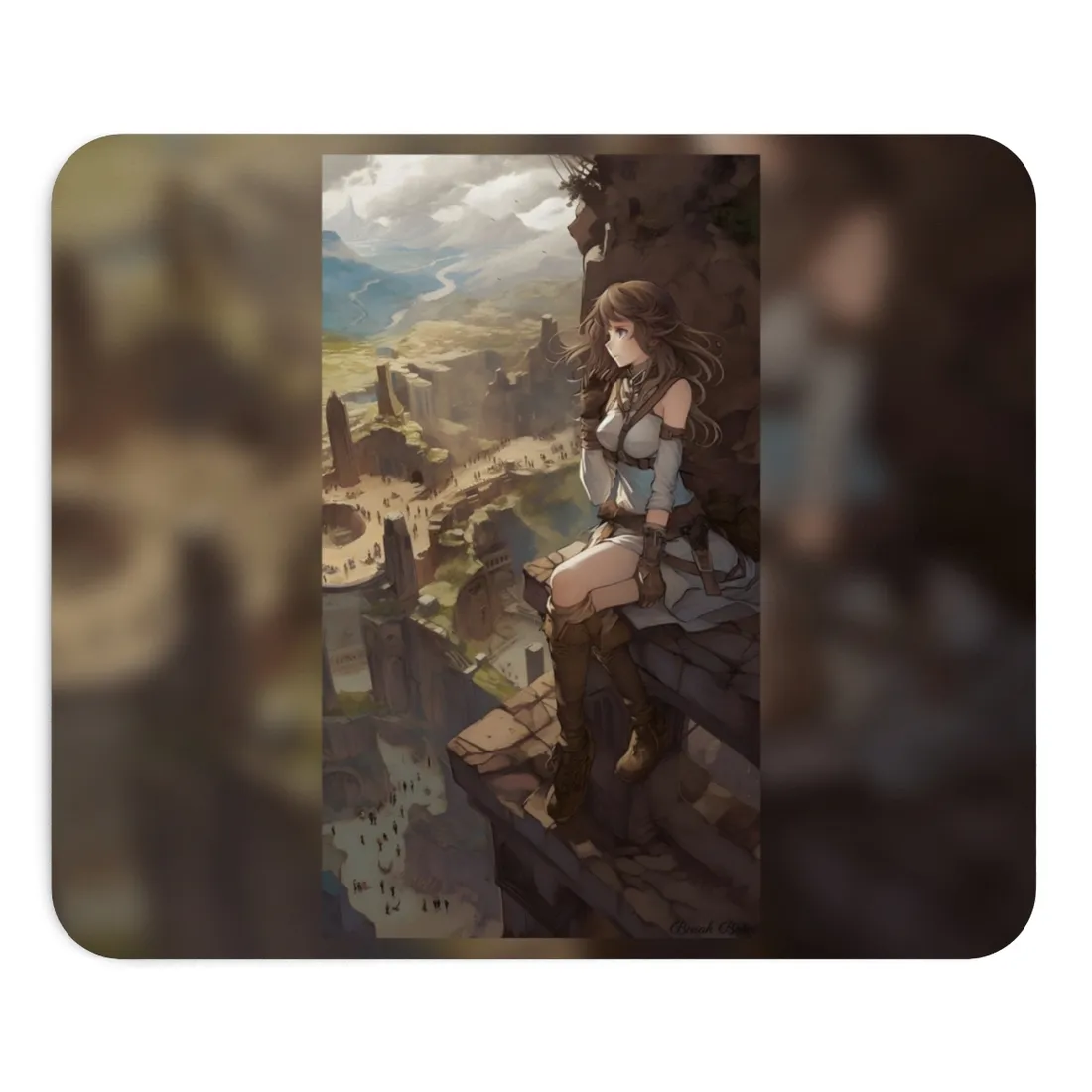 Heroic Bird's Eye View: A Detailed Anime Scene - Mouse Pad