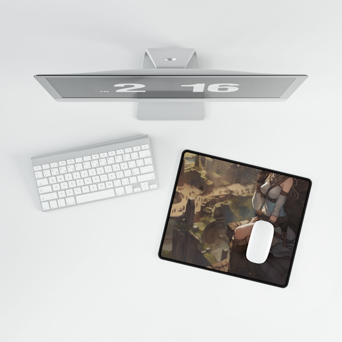Heroic Bird's Eye View: A Detailed Anime Scene - Desk Mat