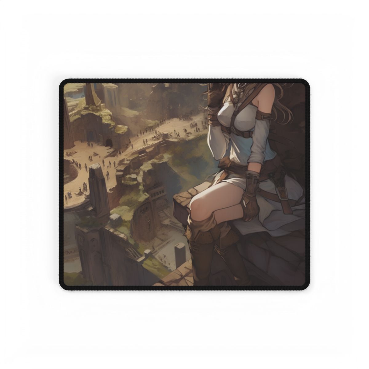 Heroic Bird's Eye View: A Detailed Anime Scene - Desk Mat