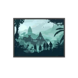 Silhouettes at the Misty Temple Framed Poster