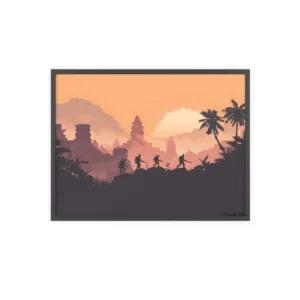 Soldiers at Sunset Temple Ruins Framed Poster