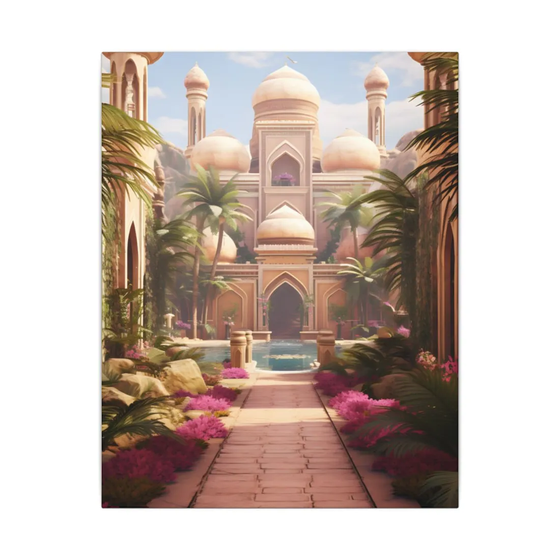 Hidden Arabian Desert Paradise: Serene Oasis Art - Canvas