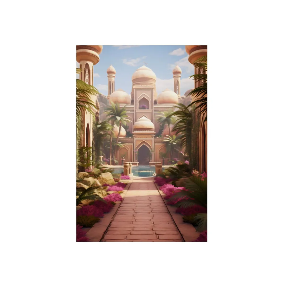 Hidden Arabian Desert Paradise: Serene Oasis Art - Metal Poster