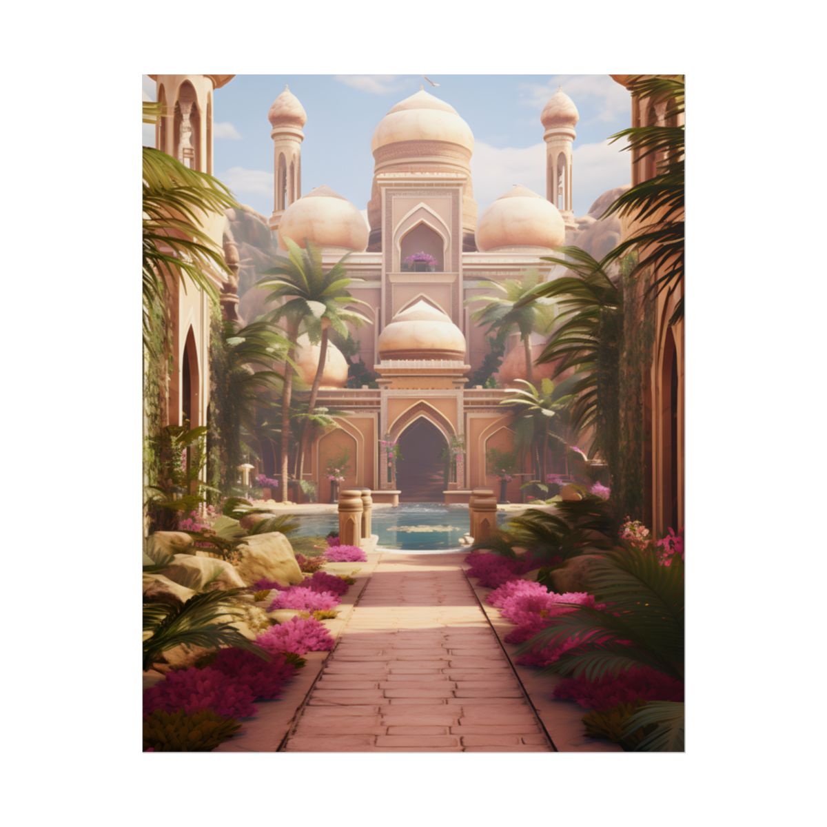 Hidden Arabian Desert Paradise: Serene Oasis Art - Poster