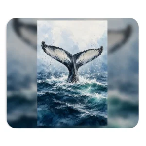 Whale Tail Above Ocean Waves Mouse Pad