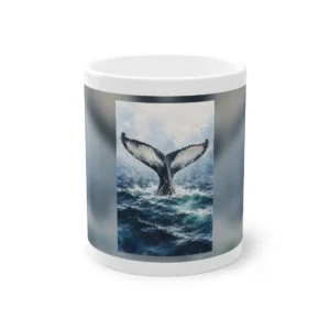 Whale Tail Above Ocean Waves Mug