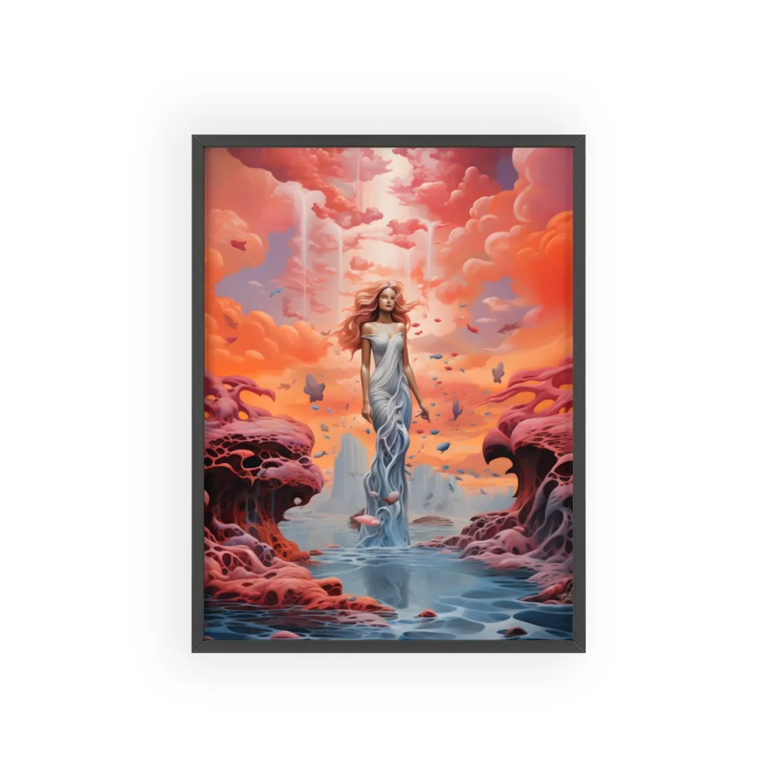 Immersive Dreamscape: A Surreal Journey through Psychedelic Art - Framed Poster