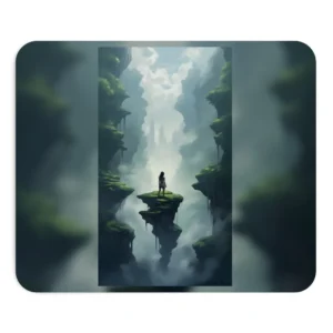 Floating Refuge: Lone Figure on an Island in the Mist Mouse Pad
