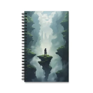 Floating Refuge: Lone Figure on an Island in the Mist Spiral Notebook