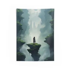 Figure on Floating Rock Wall Tapestry