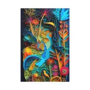 Paper-Cut Tropical Birds and Flowers Canvas Print