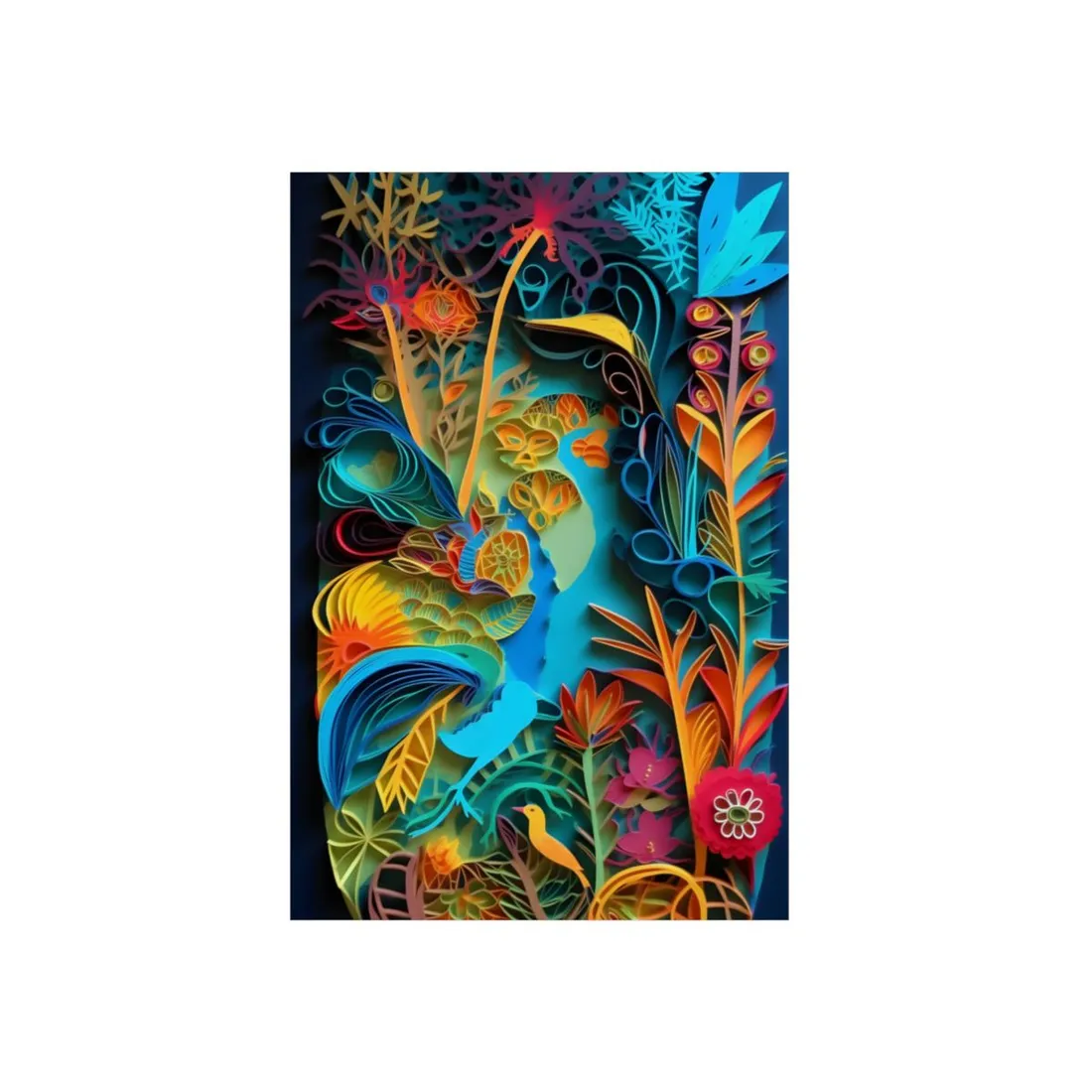Indian Quilled Landscape: Colorful Paper Art - Metal Poster