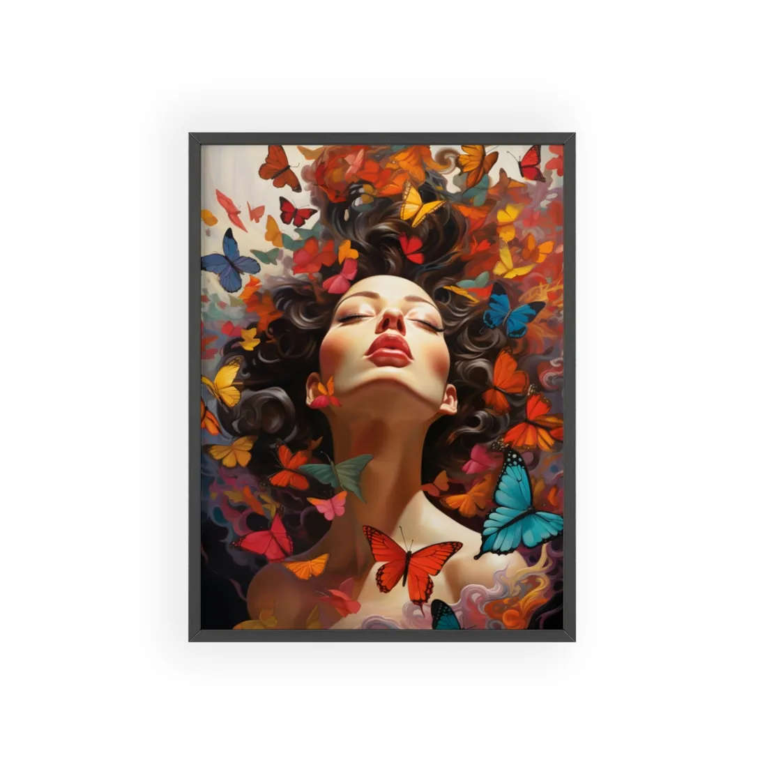 Indoor Study: Digital Artwork of Person Working on Computer - Framed Poster