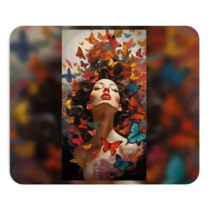 Woman with Butterflies Mouse Pad