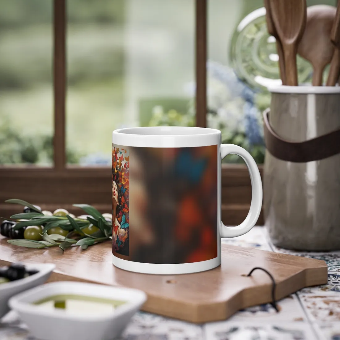 Indoor Study: Digital Artwork of Person Working on Computer - Mug