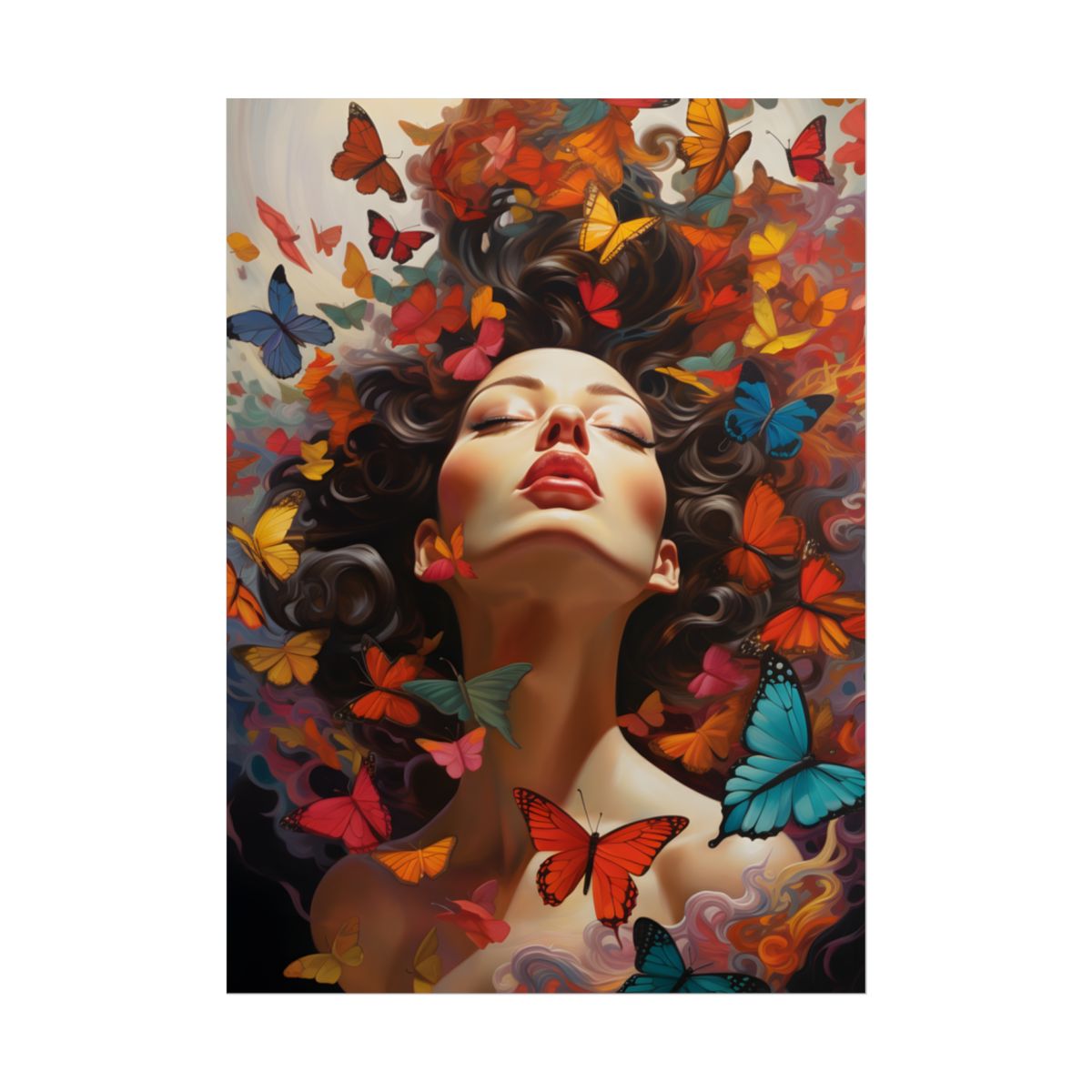 Indoor Study: Digital Artwork of Person Working on Computer - Poster