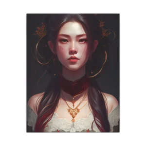 Gilded Crimson Portrait Canvas Print