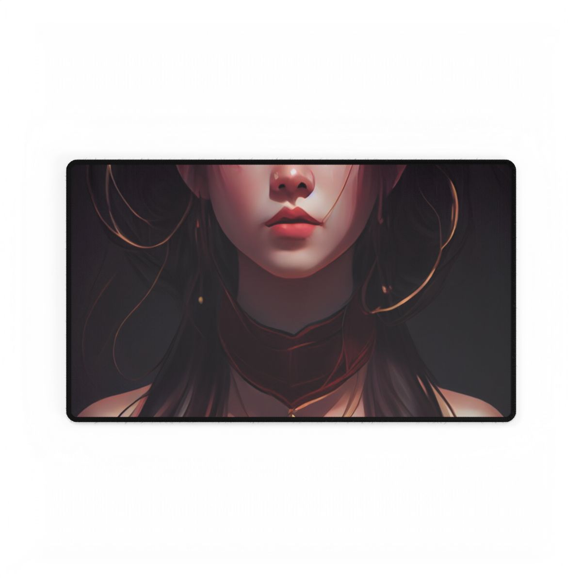 Intense Female Portrait: Brown Hair Beauty - Desk Mat