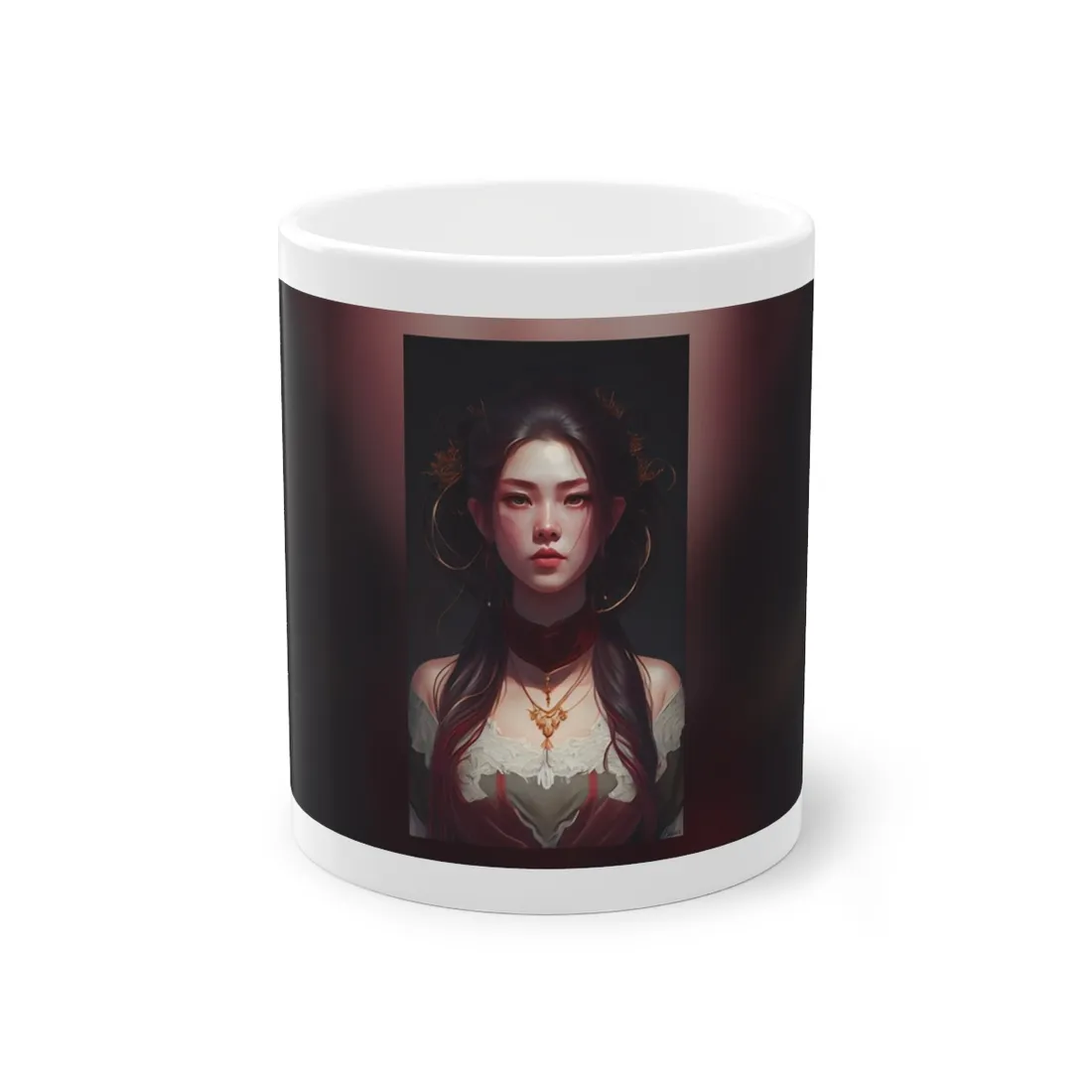 Intense Female Portrait: Brown Hair Beauty - Mug
