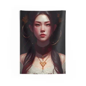 Gilded Crimson Portrait Wall Tapestry