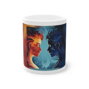Red and Blue Profile Faces Mug