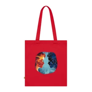 Red and Blue Profile Faces Tote Bag