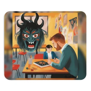 Teacher and Student Monster Mask Mouse Pad