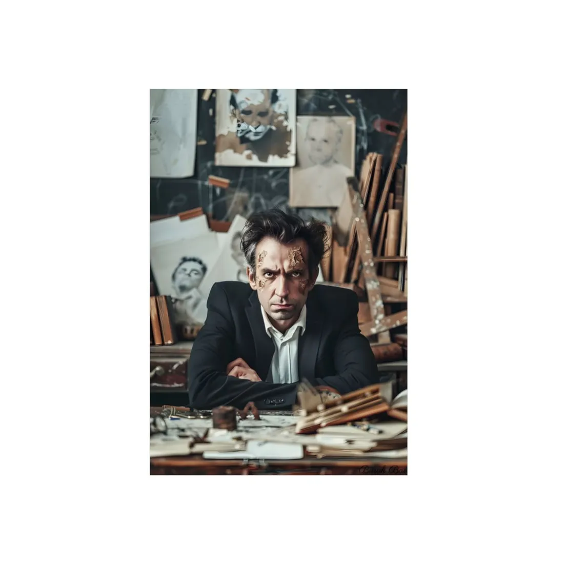 Intimate Self-Reflection: A Man's Portrait - Metal Poster