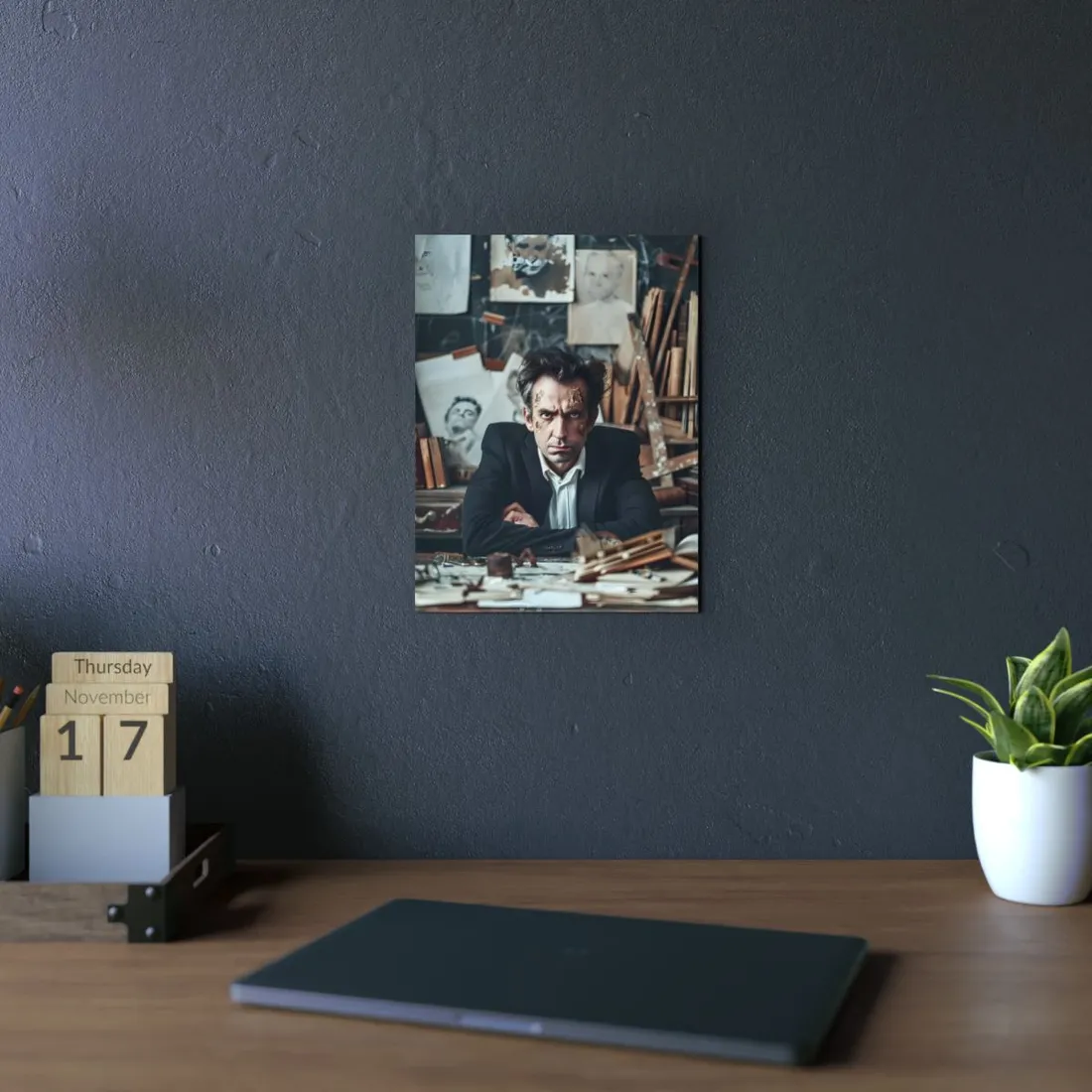 Intimate Self-Reflection: A Man's Portrait - Metal Poster