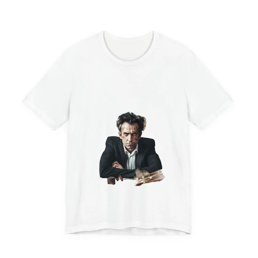 Intimate Self-Reflection: A Man's Portrait - T-Shirt (White)