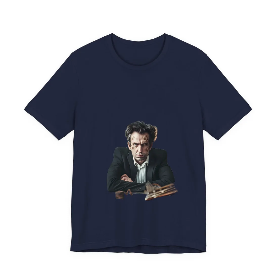Intimate Self-Reflection: A Man's Portrait - T-Shirt (Navy)
