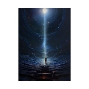 Figure Beneath a Starry Sky Poster
