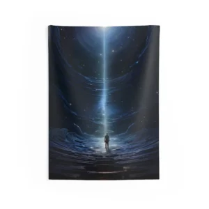 Figure Beneath a Starry Sky Wall Tapestry