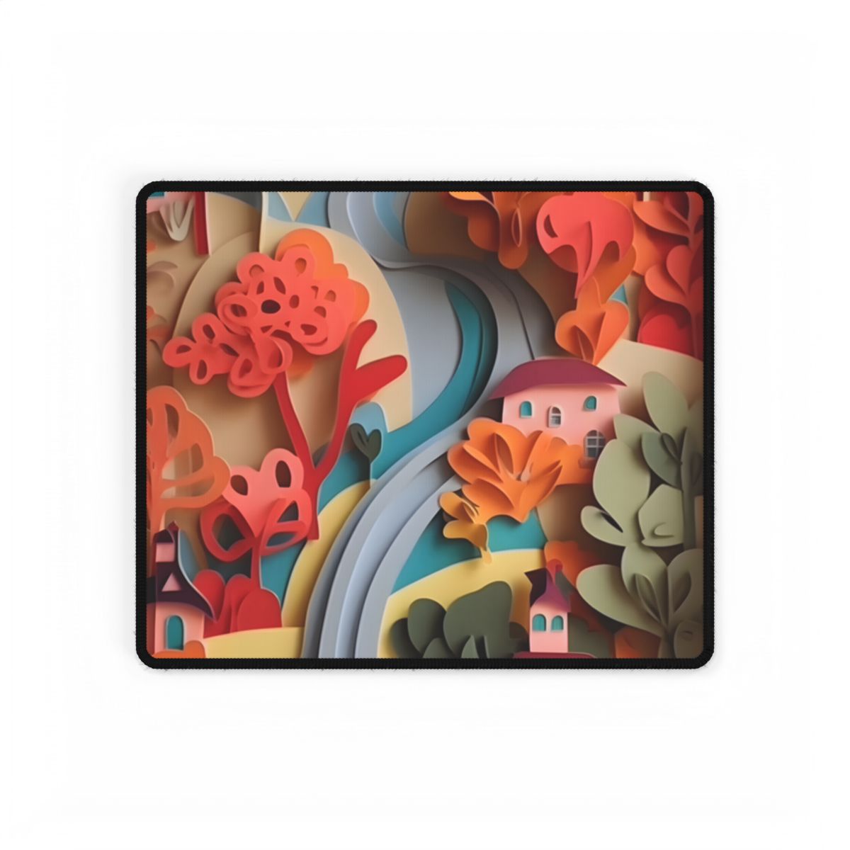 Intricate European Landscape: Paper Quilling Artwork - Desk Mat