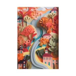 Colorful Paper Village Hillside Canvas Print