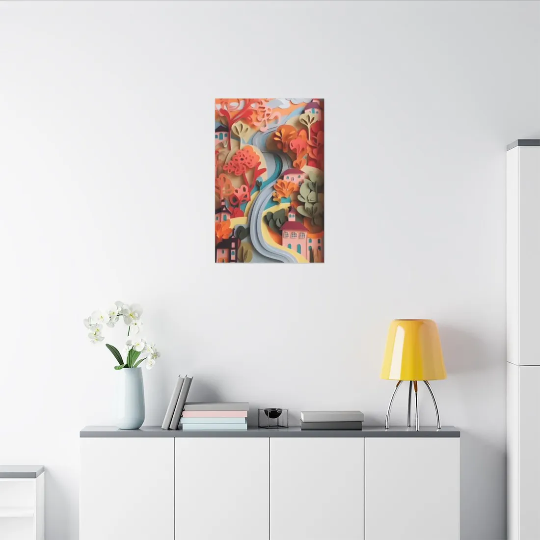 Intricate European Landscape: Paper Quilling - Canvas